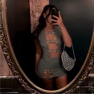 Fashion Nova Gray and Brown Plaid Top